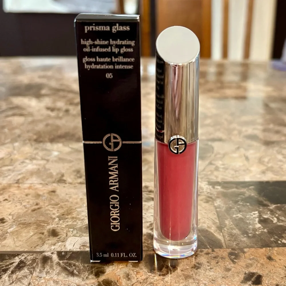 💎 Armani Beauty Prisma Glass Hydrating Lip Gloss Squalane Berry Beam Full-Size